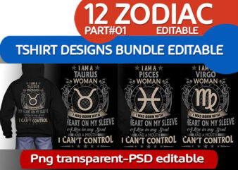 bundle 12 zodiac birthday tshirt design completed psd file editable text and layer PART1 UPDATE