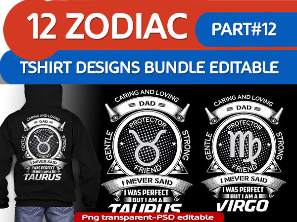 12 ZODIAC tshirt designs bundle PART# 12 ON