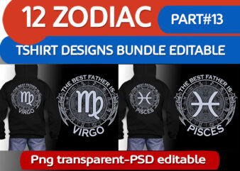 12 ZODIAC tshirt designs bundle PART# 13 ON