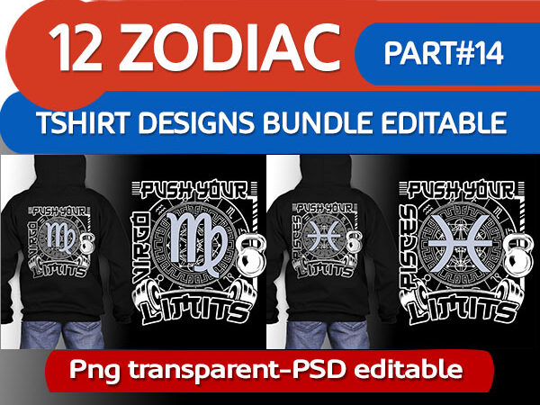 12 zodiac tshirt designs bundle part# 14 on