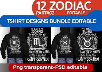 12 zodiac birthday White Version tshirt design completed psd file editable text and layer ZODIAC#2 UPDATE