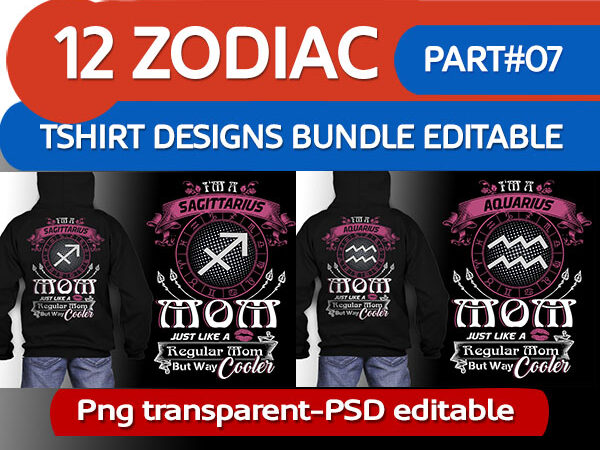 12 zodiac tshirt designs bundle part# 7 on
