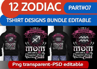 12 birthday zodiac mom bundle pink tshirt design psd file editable text and layer zodiac#7 UPDATE