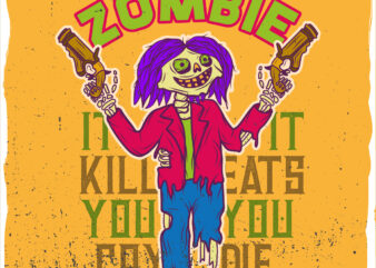 Zombie with guns, t-shirt deisgn