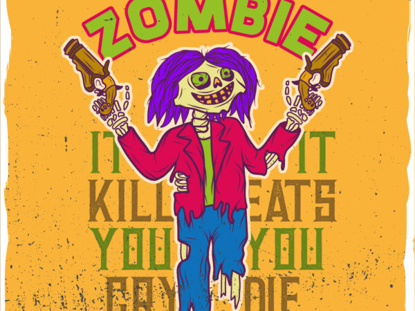 Zombie with guns, t-shirt deisgn