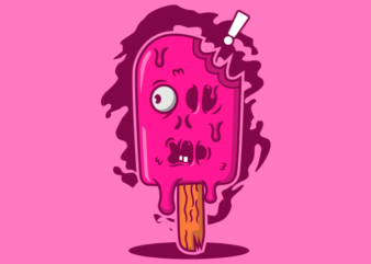 ZOMBIE ICE CREAM STICK CARTOON t shirt graphic design