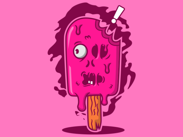 Zombie ice cream stick cartoon t shirt graphic design