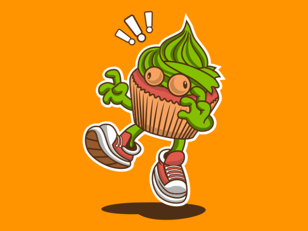 Zombie muffin cartoon t shirt graphic design