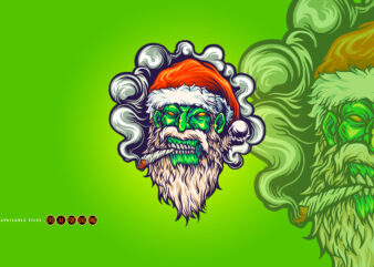 Zombie Skull Santa Claus Christmas Cannabis Smoking t shirt graphic design