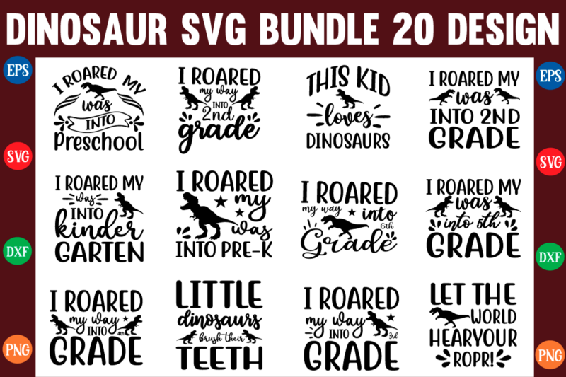 dinosaur svg bundle t shirt design template