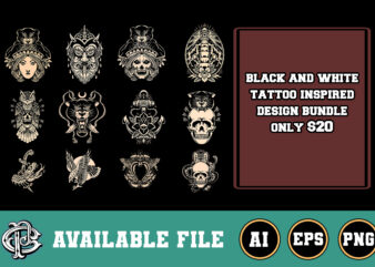 black and white tattoo inspired design bundle