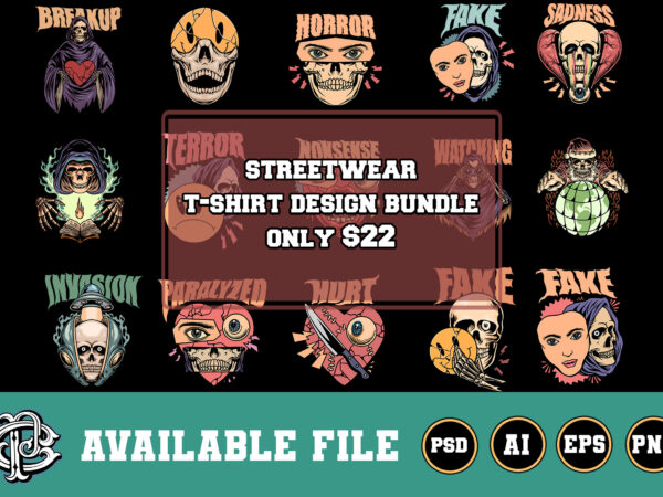 Streetwear t-shirt design bundle