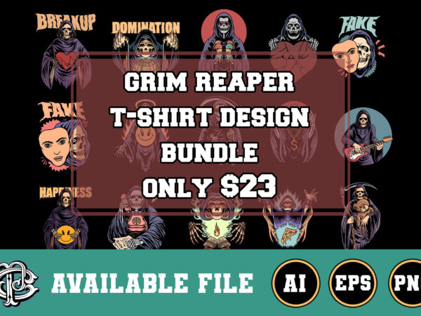 Grim reaper t-shirt design bundle