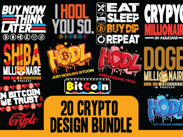 Cryptocurrency bitcoin cardano shiba inu doge tron ripple xrp 20 vector t-shirt designs bundle , svg,ai,pdf,png,svg