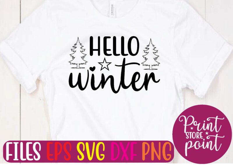 HELLO winter Christmas svg t shirt design template
