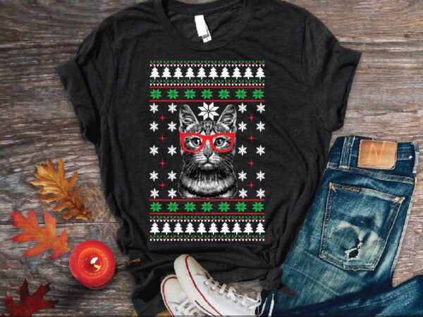 Cat ugly sweater t shirt design png