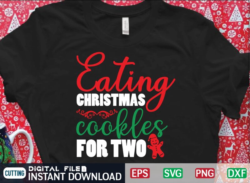 eating christmas cookles for two graphic t shirt