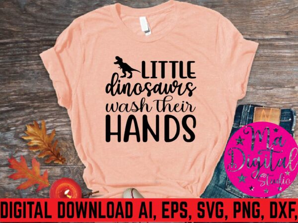 Little dinosaurs wash their hands t shirt vector illustration