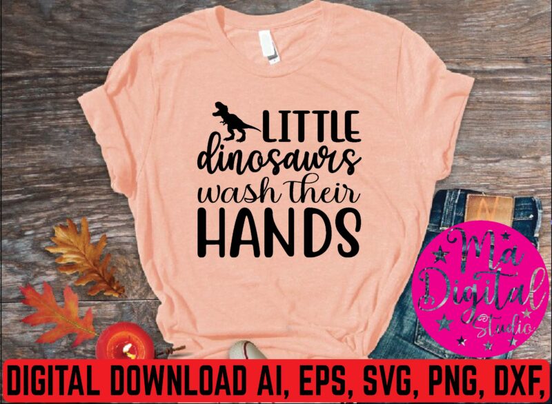 little dinosaurs wash their hands t shirt vector illustration