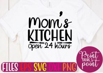 Mom’s kitchen. Open 24 hours t shirt vector illustration