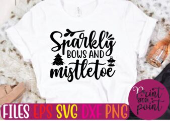 Sparkly BOWS AND mistletoe t shirt vector illustration