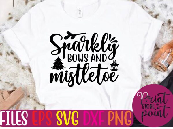 Sparkly bows and mistletoe t shirt vector illustration
