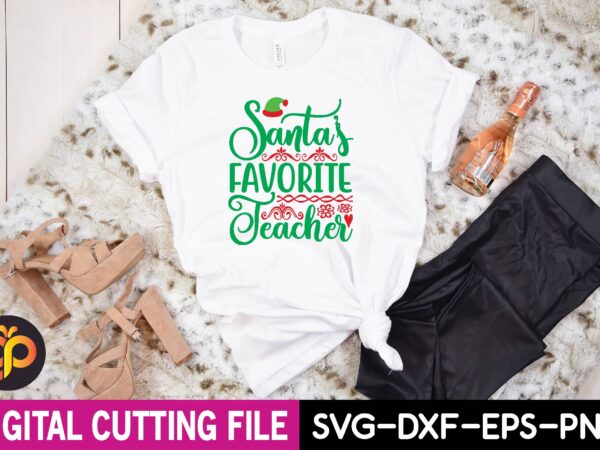 Santa’s favorite teacher t shirt vector illustration