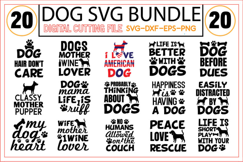 Dog svg bundle file t shirt vector illustration