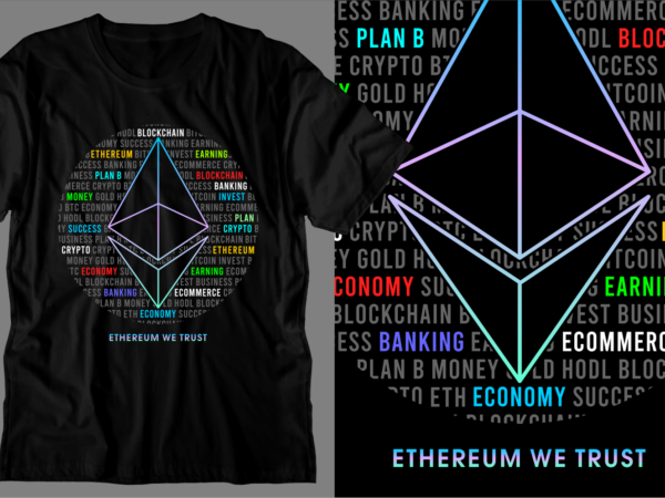 Crypto ethereum t shirt design svg graphic vector, eth cryptocurrency logo