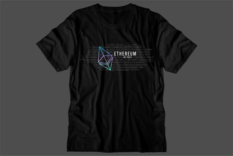 crypto ethereum t shirt design svg graphic vector, eth cryptocurrency logo