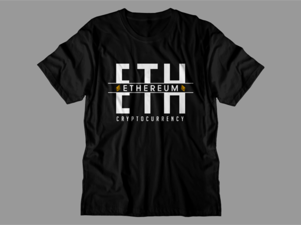 Crypto ethereum t shirt design svg graphic vector, eth cryptocurrency logo