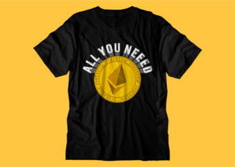 crypto ethereum t shirt design svg graphic vector, eth cryptocurrency logo