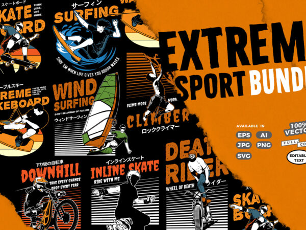 Extreme sport t-shirt collection bundle