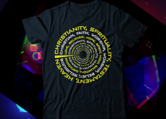 Christian word t-shirt design christiany,sprituality,heaven,religious,worship