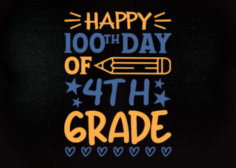 Happy 100 days of 4th grade SVG editable vector t-shirt design