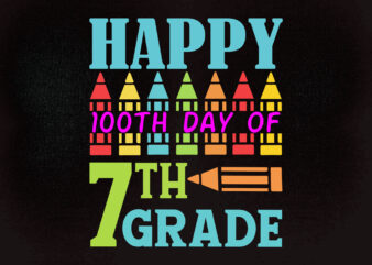Happy 100th day of 7th grade SVG editable vector t-shirt design printable files