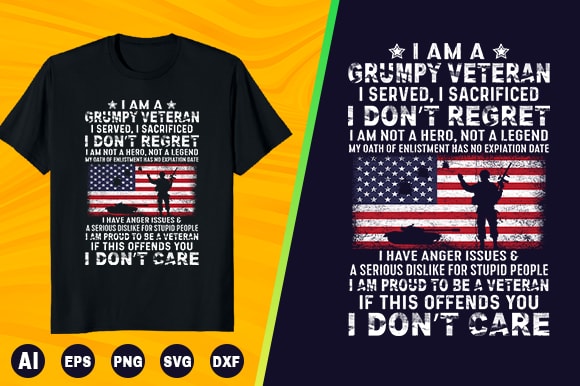 Veteran t shirt – i am a grumpy veteran i served i sacrificed i don’t regret i am not a hero not a legend my oath of enlistment has no