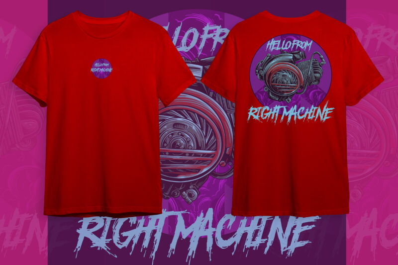 Vespa Machine Tshirt design “ Hello from Right Machine”