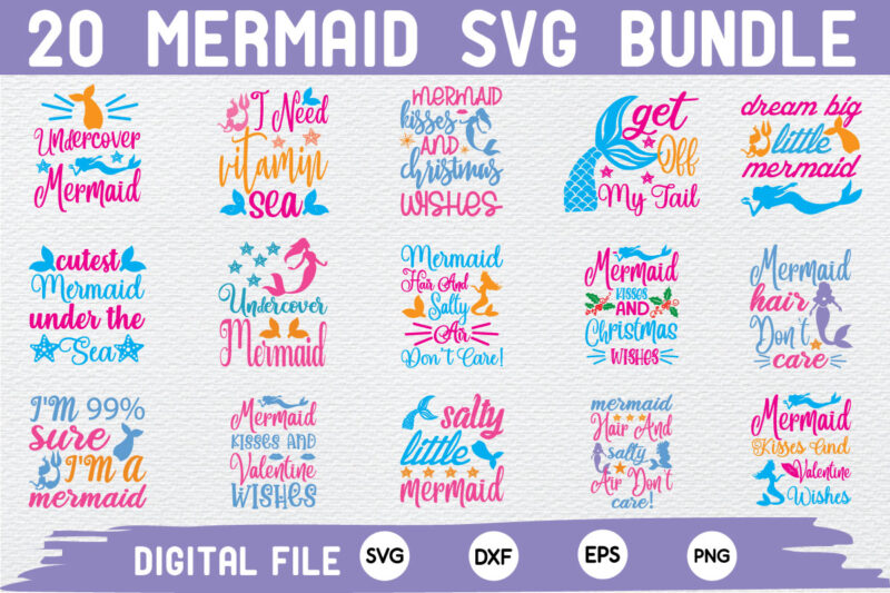 Mermaid svg bundle t shirt designs for sale