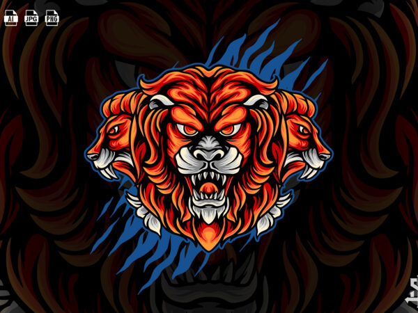 Three tiger heads t shirt designs for sale