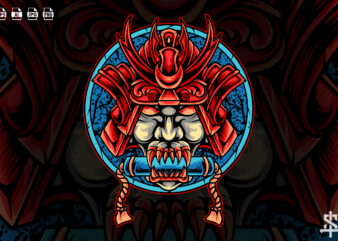 Devil Samurai Japan Mascot t shirt vector illustration