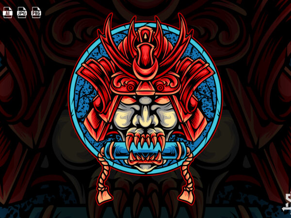 Devil samurai japan mascot t shirt vector illustration