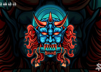 Devil Mask Japan t shirt vector illustration