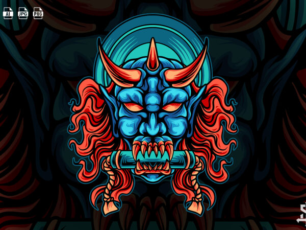Devil mask japan t shirt vector illustration