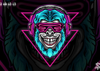 Cyberpunk Monkey With Headphone