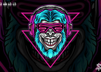 Cyberpunk Monkey With Headphone t shirt vector file