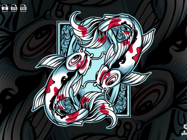 Koi fish yin yang with ornament t shirt vector art