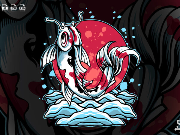 Japanese koi fish vector clipart