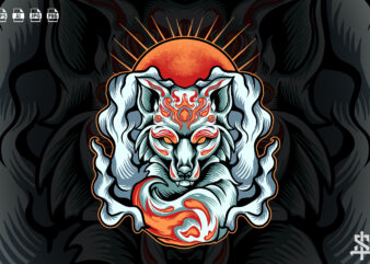 Fox Kitsune With Smoke t shirt graphic design