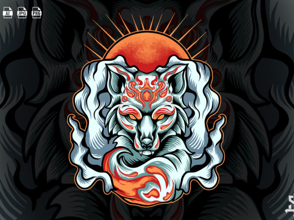 Fox kitsune with smoke t shirt graphic design